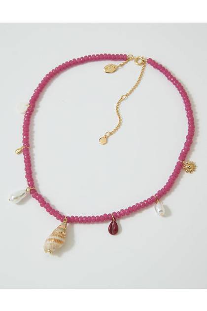 Aerie Beaded Charm Necklace Multi