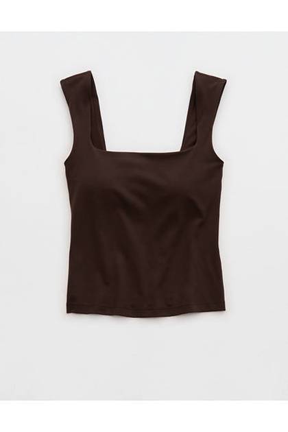 OFFLINE By Aerie Real Me Square Neck Tank Top Deep Earth
