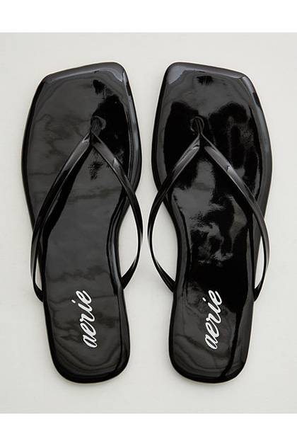 Aerie Square Toe Flip Flop True Black
