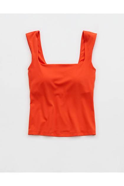 OFFLINE By Aerie Real Me Square Neck Tank Top Orange Flare