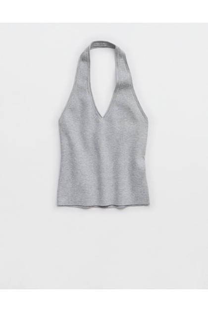 Aerie Sweater Halter Tank Top Medium Heather Gray