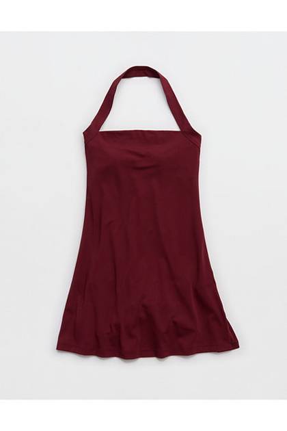 OFFLINE By Aerie Real Me Halter Mini Dress Deep Ruby