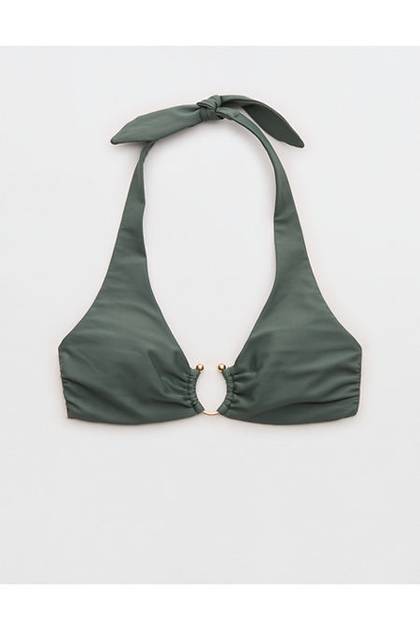 Aerie Horseshoe Ring Halter Voop Bikini Top Royal Palm