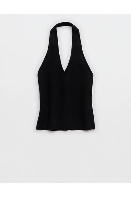 Aerie Sweater Halter Tank Top True Black