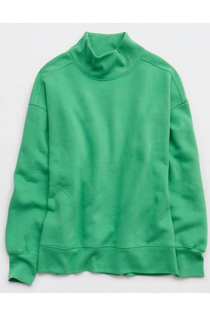 OFFLINE By Aerie Cloud Fleece Oversized Mockneck Sweatshirt Emerald