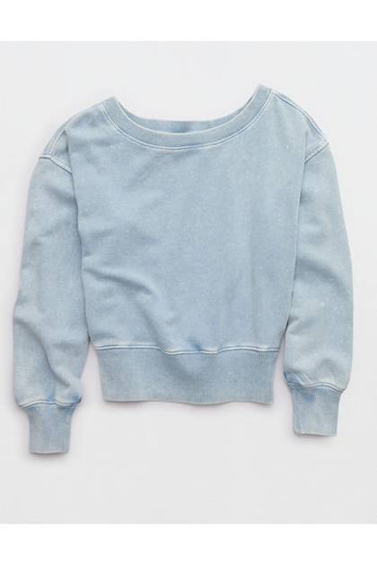 Aerie Go-To Off The Shoulder Sweatshirt Cloud Wash