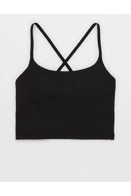 OFFLINE By Aerie Real Me Xtra Strappy Longline Sports Bra True Black