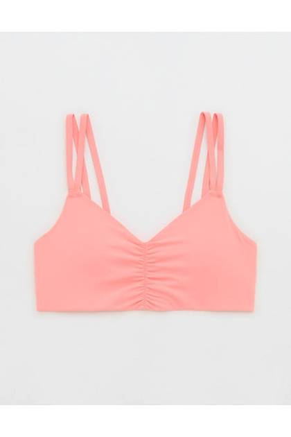 OFFLINE By Aerie Real Me Ruched Strappy Sports Bra Wild Peach