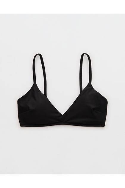 Aerie Skinny Strap Voop Bikini Top True Black