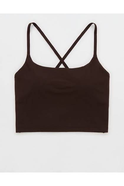 OFFLINE By Aerie Real Me XTRA Strappy Longline Sports Bra Deep Earth