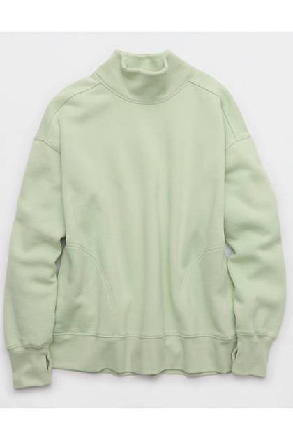 OFFLINE By Aerie Cloud Fleece Oversized Mockneck Sweatshirt Dusty Sage