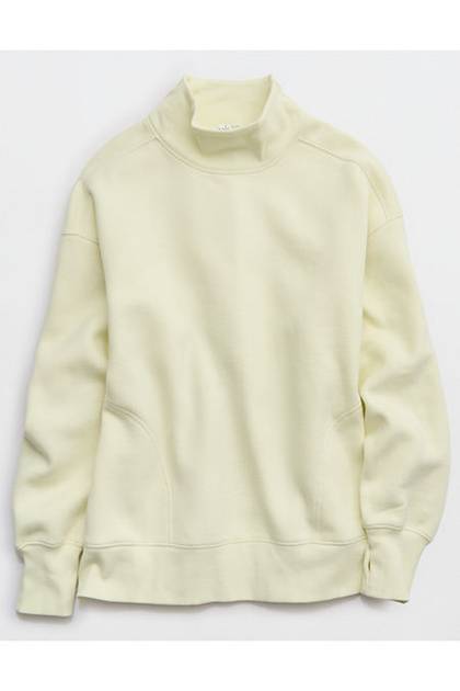 OFFLINE By Aerie Cloud Fleece Oversized Mockneck Sweatshirt Green Beam