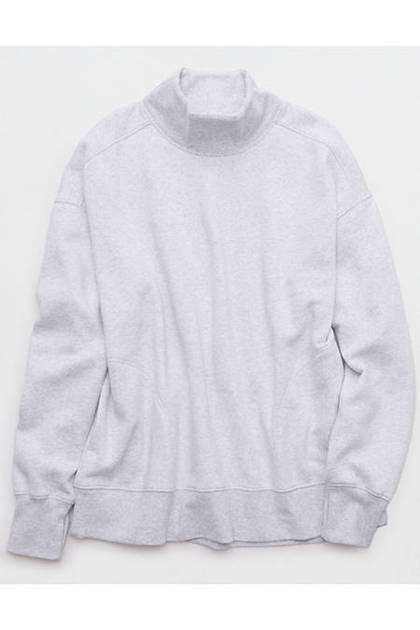 OFFLINE By Aerie Cloud Fleece Oversized Mockneck Sweatshirt Light Heather Gray