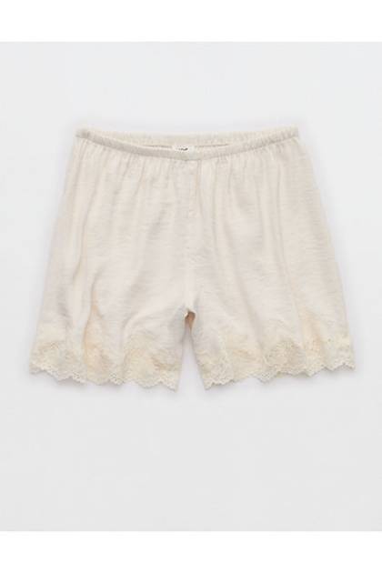 Aerie Night Out Satin Lace Boxer Natural