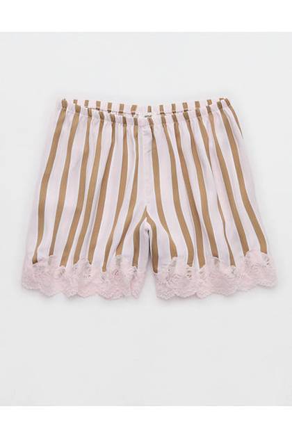 Aerie Night Out Satin Lace Boxer Pink Petal