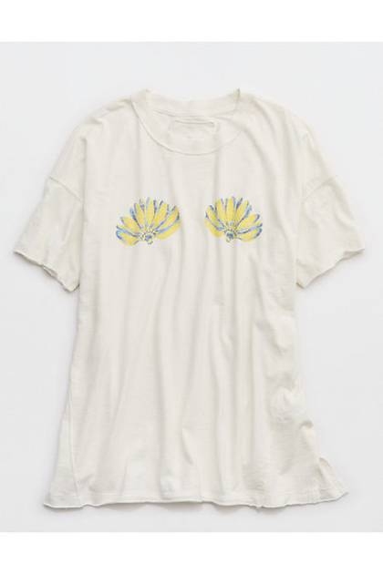 Aerie Oversized Crew Boyfriend T-Shirt Natural White