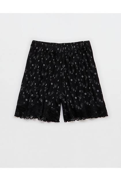 Aerie Real Soft® Rib Lace Boxer Shell Gray