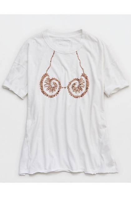 Aerie Oversized Crew Boyfriend T-Shirt Air White