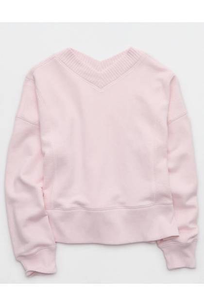Aerie Après-Chill Sweatshirt Pink Petal