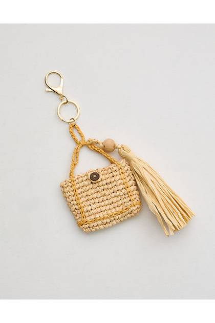 Aerie Straw Tassel Bag Charm Natural