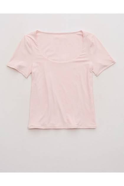 SMOOTHEZ Short Sleeve Scoop T-Shirt Pink Petal