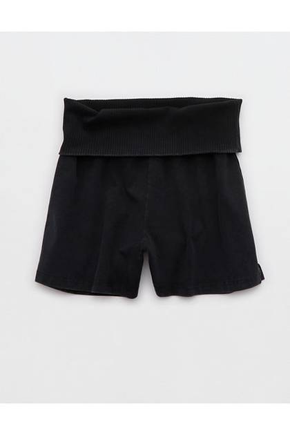 OFFLINE By Aerie OG Cotton Foldover Short Washed Black