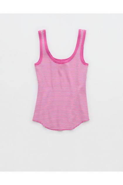 Aerie Ribbed Scoop Neck Tank Top Hot Fuchsia