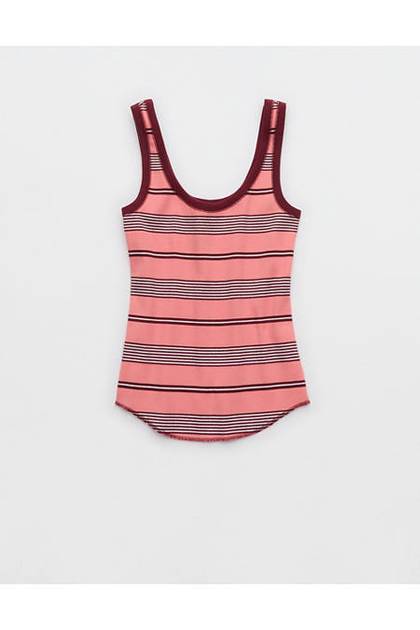 Aerie Ribbed Scoop Neck Tank Top Wild Peach