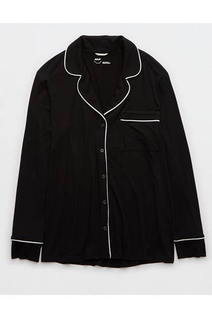 Aerie Real Soft® Pajama Shirt True Black