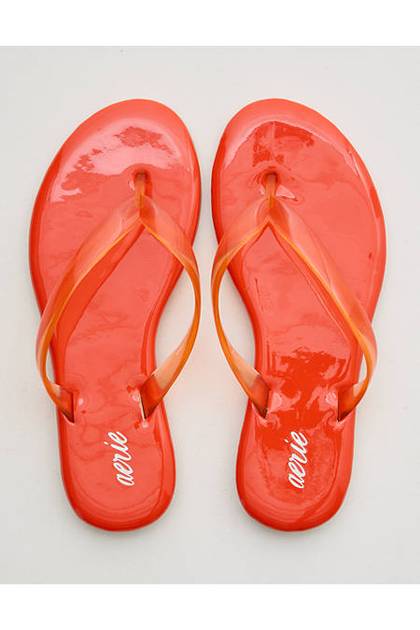 Aerie Jelly Flip Flops Orange Flare