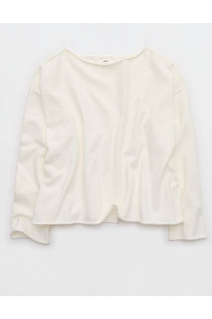 Aerie Sunday Soft Boatneck Sweater Soft Muslin