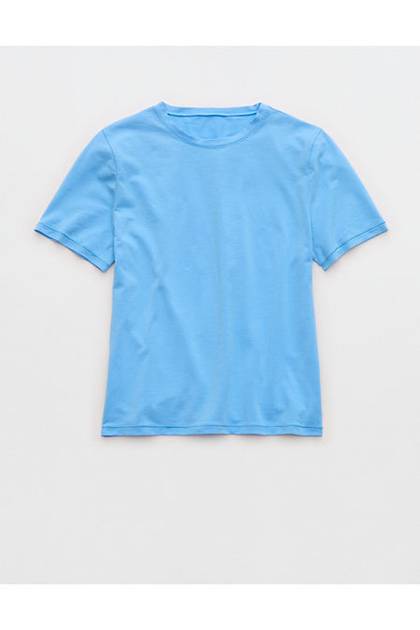 SMOOTHEZ Cotton Blend BESTEES Short Sleeve Crew T-Shirt Blue Vinyl