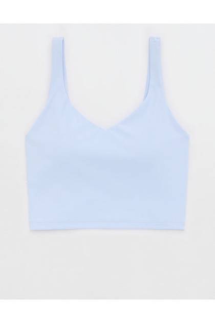 OFFLINE By Aerie Real Me Low Key Longline Sports Bra Eyelet Blue