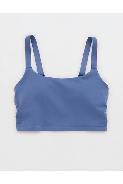 OFFLINE By Aerie The Hugger Ruched Longline Sports Bra Marbled Blue