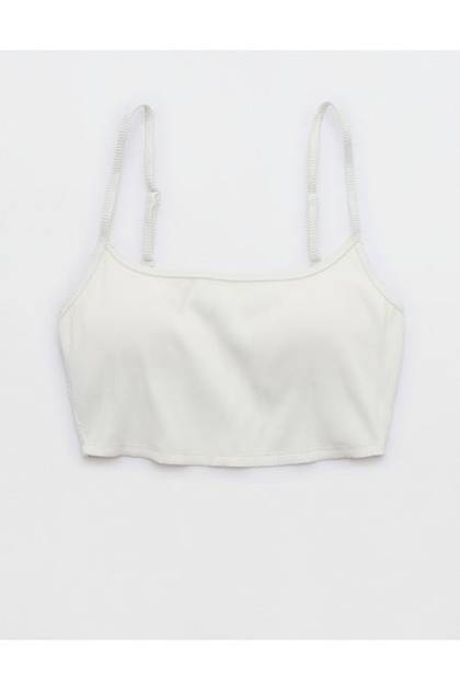Aerie Ribbed Scoop Longline Bikini Top Soft Muslin