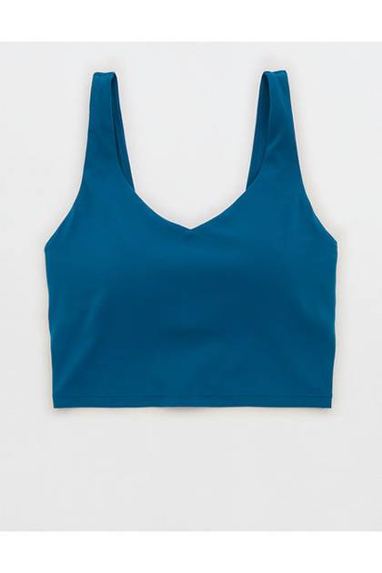 OFFLINE By Aerie Real Me Low Key Longline Sports Bra Twilight Blue