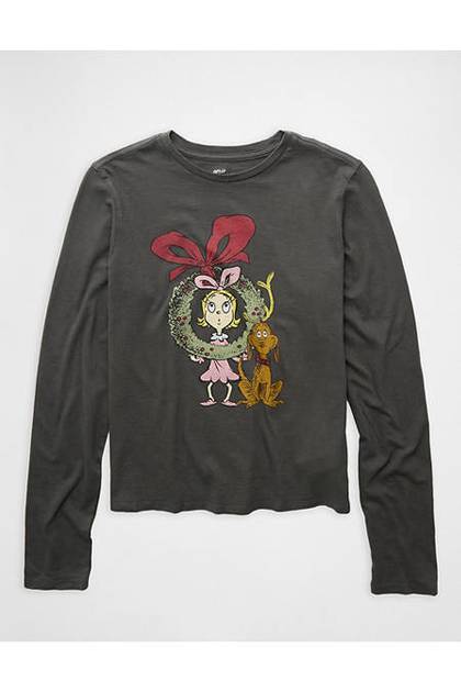 Aerie Long Sleeve Vintage T-Shirt Smoked Gray
