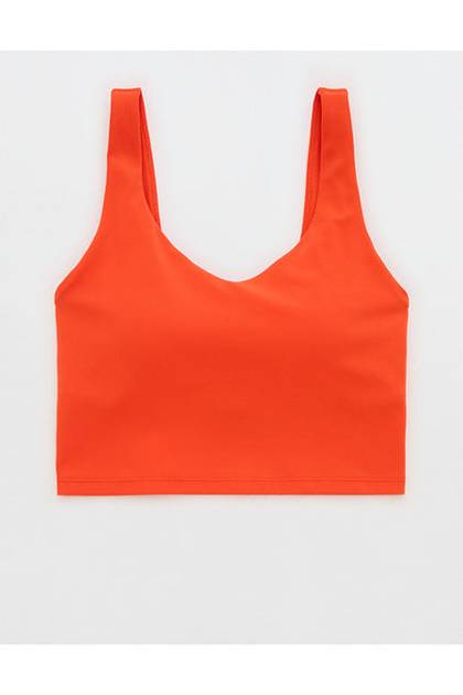 OFFLINE By Aerie Real Me Low Key Longline Sports Bra Orange Flare