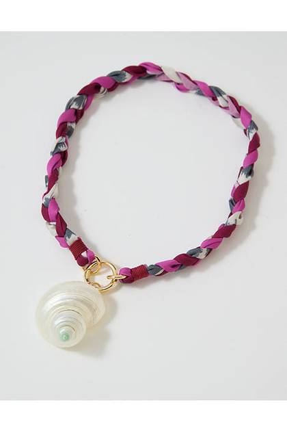Aerie Braided Chord Charm Necklace Pink