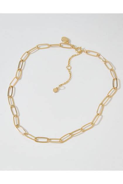 Aerie Chunky Paperclip Necklace Gold