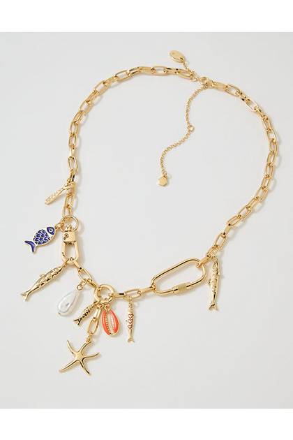 Aerie Chunky Charm Necklace Gold