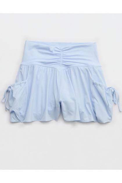 OFFLINE By Aerie Real Me Ruched Pocket Flowy Short Eyelet Blue