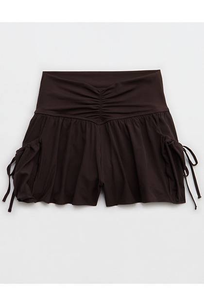 OFFLINE By Aerie Real Me Ruched Pocket Flowy Short Deep Earth
