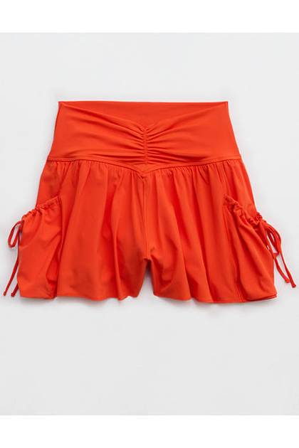 OFFLINE By Aerie Real Me Ruched Pocket Flowy Short Orange Flare