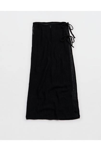 Aerie Crochet Wrap Sarong True Black