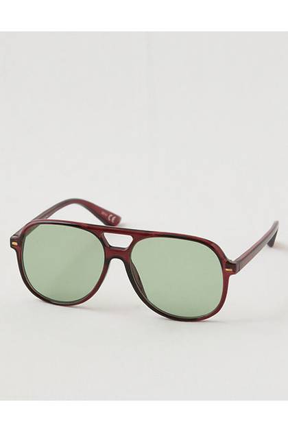 Aerie Double Bridge Aviator Sunglasses Maroon