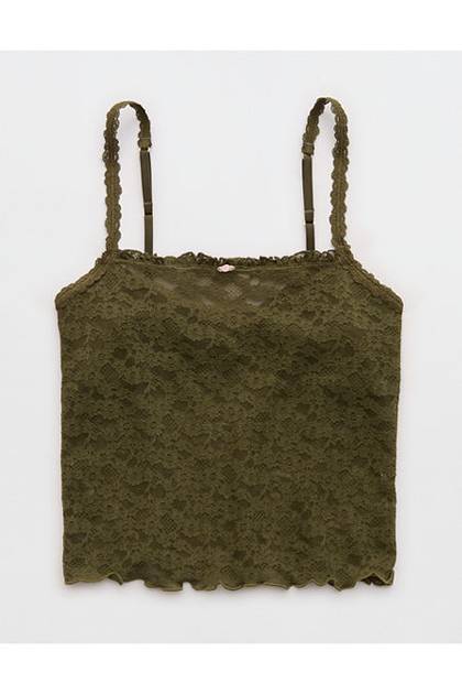 Show Off Vintage Lace Bra Top Military Green