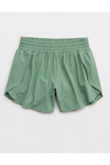 OFFLINE By Aerie High Waisted 3" Butterfly Hem Hot Stuff Short Hiker Olive
