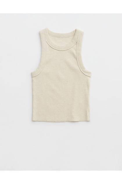 Aerie Free Spirit Ribbed Tank Top Heather Frost