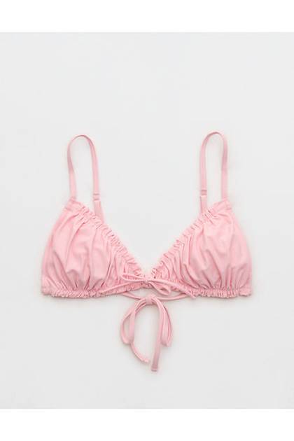 Aerie Ruffle Triangle Bikini Top Club Pink